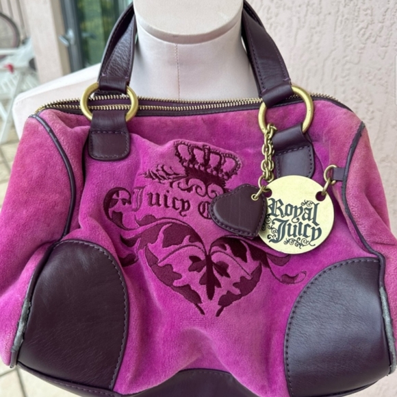 Vintage Juicy Couture Purple Velour Bag Y2K 👛 - Picture 1 of 8